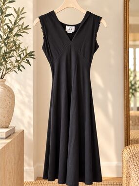 Armani Exchange Black Rayon Top with A|X Neck Label